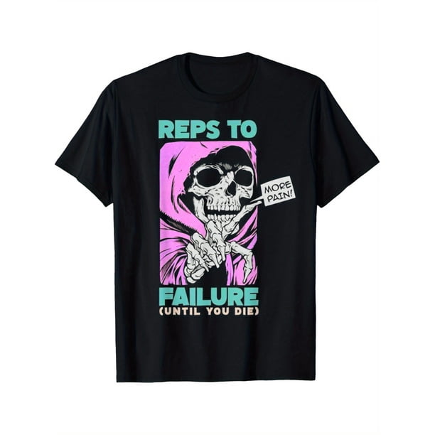 Funny Reps To Failure Weightlifting Bodybuilding Fitness Gym T-shirt Comfortable, Casual Short Sleeve, Daily Wear, all Season, Black, Women
