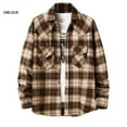thumbnail image 5 of Vintage Thickened Flannel Plaid Shirt Jacket for Men, 5 of 12