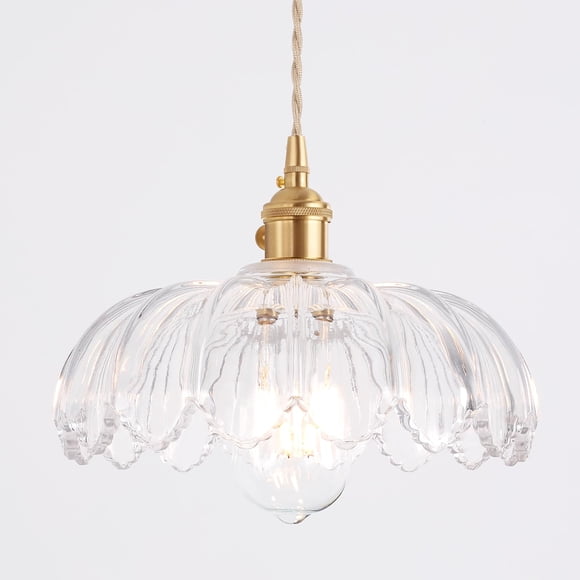 Lámpara colgante Shenmoyl con pantalla de cristal transparente Scindapsus