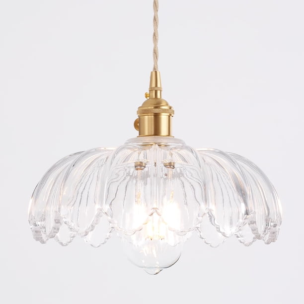 Lámpara colgante Shenmoyl con pantalla de cristal transparente Scindapsus