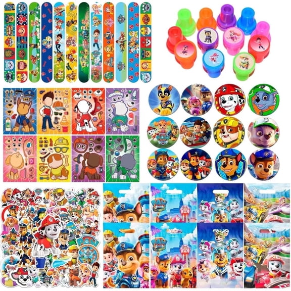 Paw Patrol Party Favors, Paw Patrol Birthday Party Gift Sets - Paw Patrol Gift Bags Stickers Slap Bracelets and other Paw Patrol Party Supplies suitable for Paw Patrol Birthday Decorations