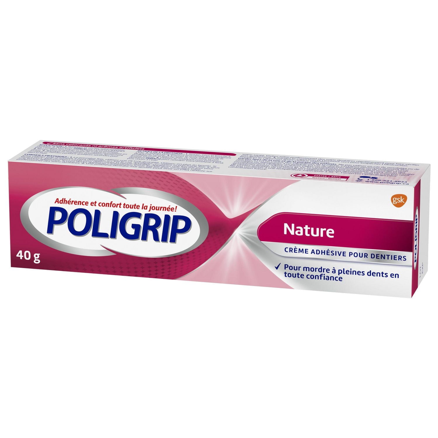 Poligrip Nature Crème adhésive pour prothèses dentaires 40 g