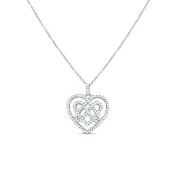 SilverCloseOut Celtic Knot Heart Colorless Cubic Zirconia Necklace 925 Sterling, Sterling Silver (Includes 18-Inch Italian Box Chain)