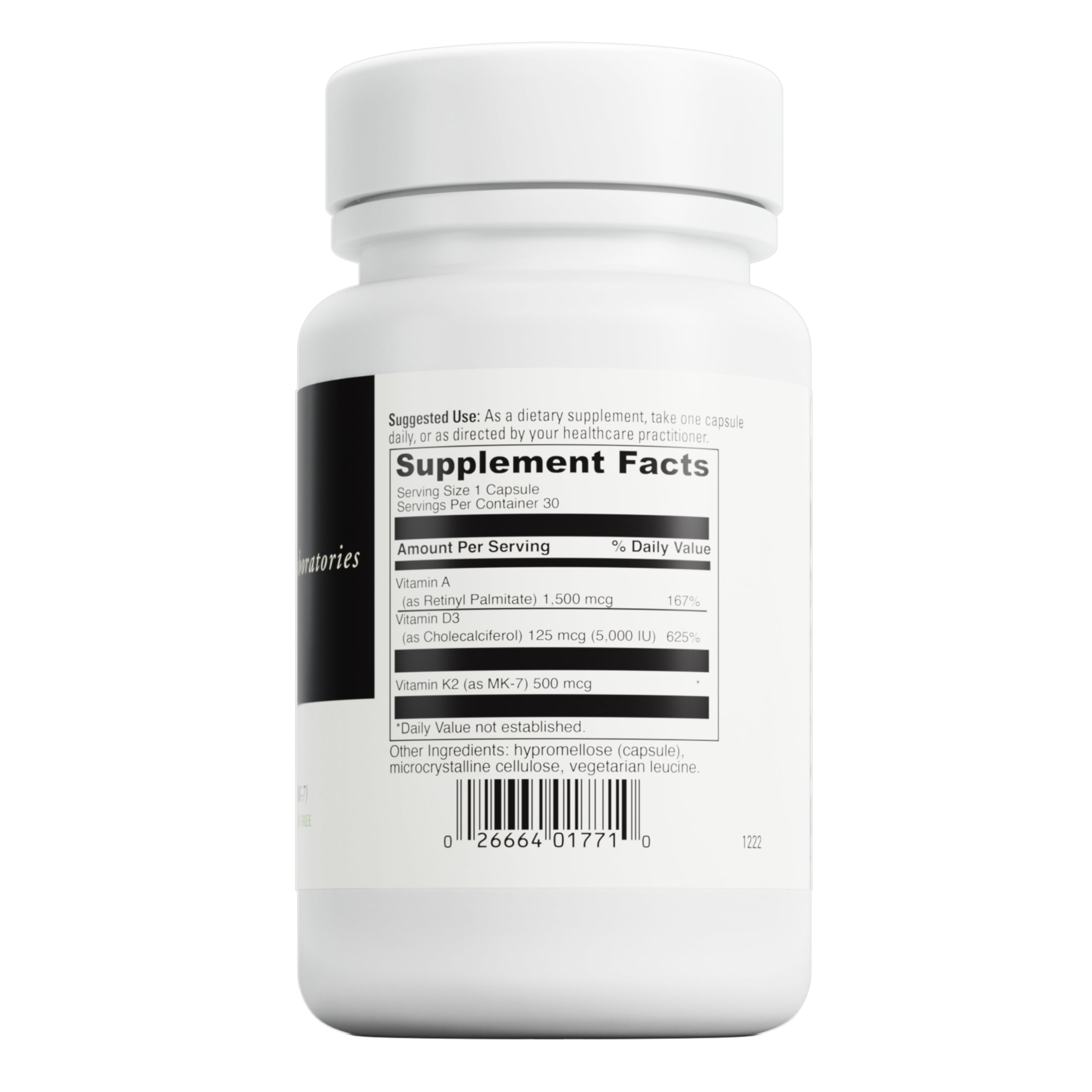 DaVinci Labs ADK - Helps Support Bone, Heart & Immune Health* - Dietary Supplement with Vitamins A, D3 & K2 (as MK-7) - Vegetarian, Gluten Free & Soy Free - 30 Capsules