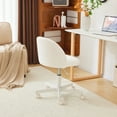 thumbnail image 6 of Ktaxon Armless Home Office Desk Chair Cute Mid Back Vanity Stool Teddy Velvet Swivel Task Chairs with Wheels White, 6 of 11