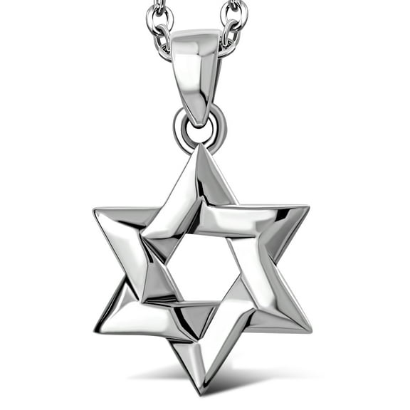 925 Sterling Silver CZ Jewish Star of David Pendant Necklace, 20"
