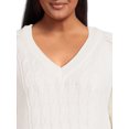 thumbnail image 4 of Terra & Sky Women's Plus Size Cable Knit Pullover Sweater, Midweight, 4 of 5