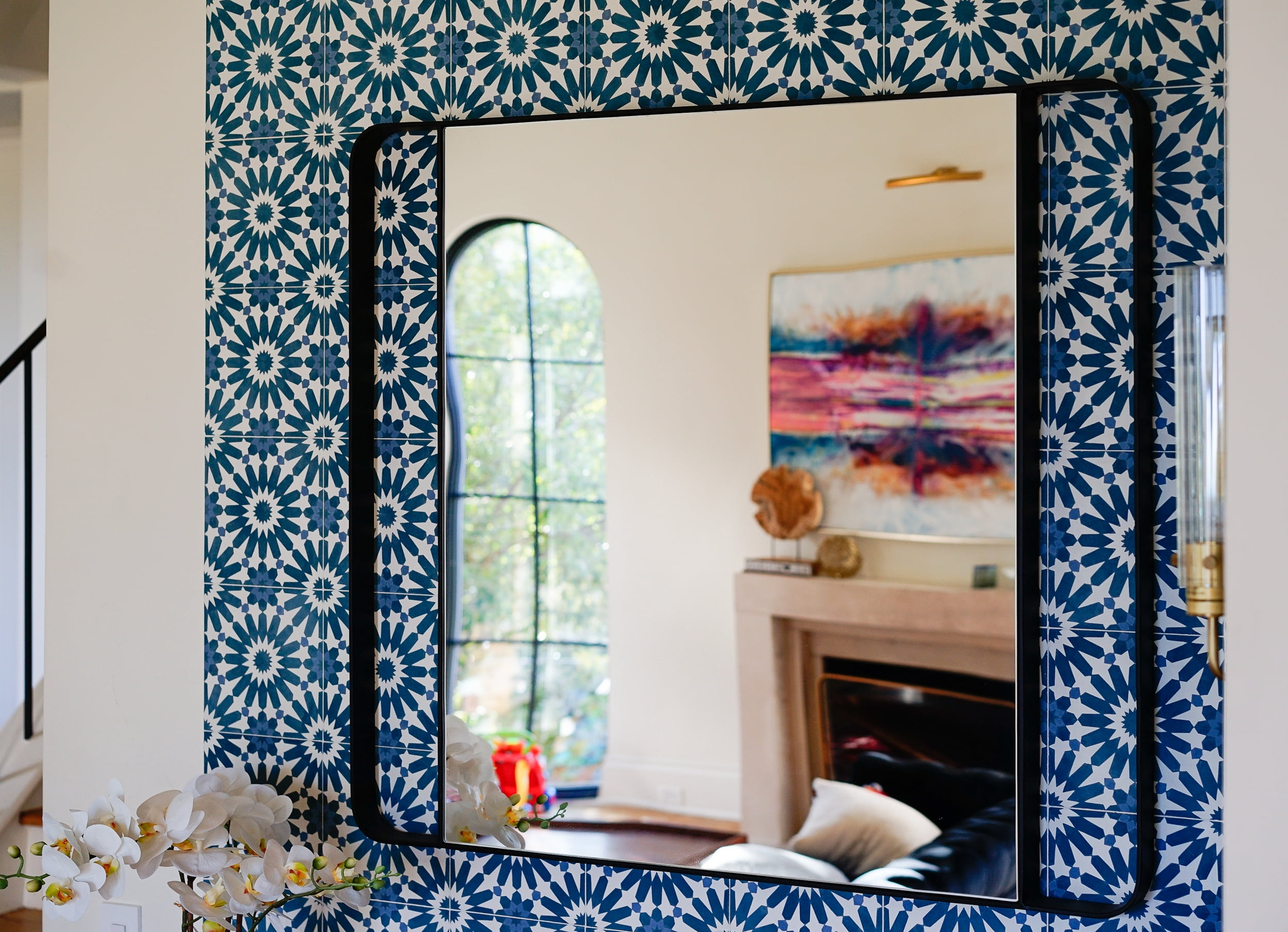 Posh Pollen Madeleine 36" x 41"" Black Square Metal Mirror