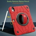 thumbnail image 6 of ELEHOLD Case for Apple iPad Air 11 (2024), Heavy Duty Shockproof Case with Pencil Holder/Stand/Hand Strap/Shoulder Belt, Rugged Protective Cover for Boys Girls,Red, 6 of 9
