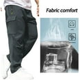 thumbnail image 5 of Men's Cargo Pants with Drawstring Elastic Waistband & Large Pockets, Casual Pants for Hiking Jogging, 5 of 6
