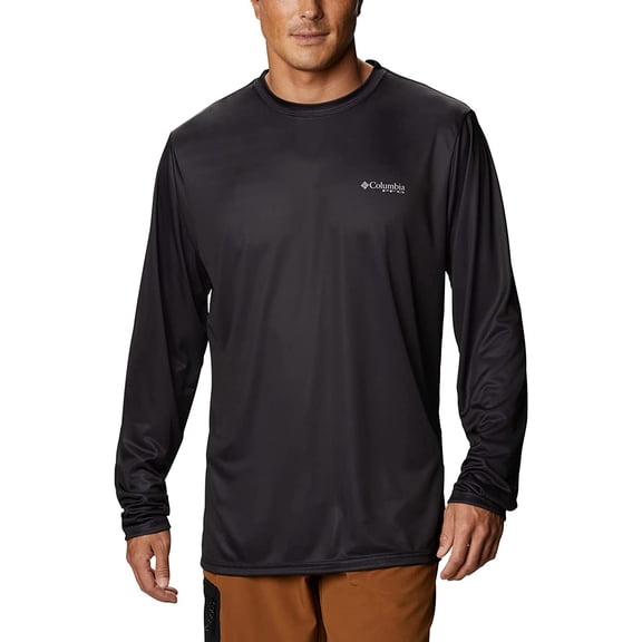 Columbia Mens Terminal Tackle PFG State Triangle Long Sleeve Black/Ga Flag Medium