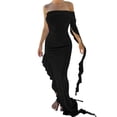 thumbnail image 1 of Vestido Túnica Vestido de túnica para mujer Ropa de club de fiesta con orillo fibroso asimétrico (Negro M) Ygjytge para Mujer Negro T S, 1 of 6