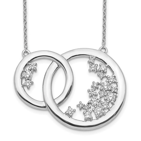 Auriga Fine Jewelry 14K White Gold Lab Grown Diamond Interlocking Circle Necklace for Women (0.745ct, Color- G-H, Clarity- VS1)