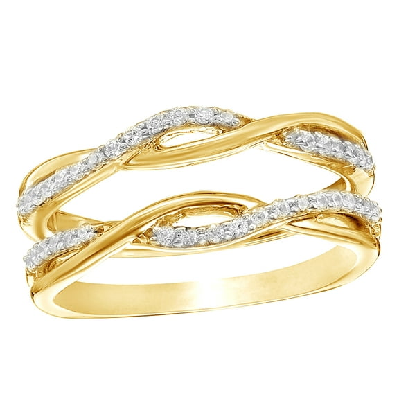 White Natural Diamond Twist Solitaire Enhancer Ring in 10k Yellow Gold (0.25 Cttw)