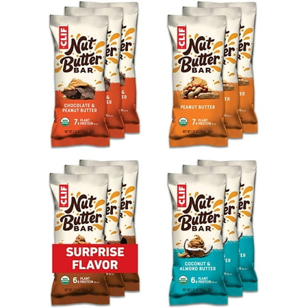 CLIF Nut Butter Bar - Organic Snack Bars - Variety Pack - Organic - Plant Protein - Non-GMO (1.76 Ounce Protein Snack Bars 12 Count) (Flavors and Packaging May Vary)