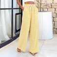 thumbnail image 4 of Gingham Wide Leg Pajama Pants for Women Elastic Drawstring Waist Lightweight Summer Relaxed Fit Casual Lounge Bottoms Yellow M, 4 of 6