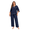 Red, variant on Women's Plus Size 2 Piece Pant Suit, Sequin Layer Keyhole Neck 3/4 Split Sleeve Top Elastic Waist Wide Leg Pants Outfit for Mother of Bride Wedding Guest