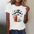 thumbnail image 4 of JOANKDMI Witch Ghost Halloween Shirts for Women Short Sleeve Pumpkin Spice Latte Graphic Tees Casual Fall Autumn Crewneck T-Shirt Novelty Holiday Party Tops, 4 of 6