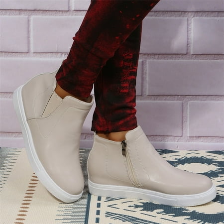 

Ykohkofe Ladies Shoes Large Size Flat Side Zipper Elastic Band Fashion Womens Shoes Casual Shoes