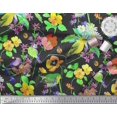 thumbnail image 3 of Soimoi Yellow Georgette Viscose Fabric Leaves,Floral & American Robin Bird Printed Fabric 1 Yard 42 Inch Wide, 3 of 3