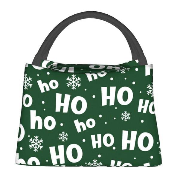 Fotbe Ho Ho Ho A Bolsa Térmica Portátil con Estampado, Bolsa de Entrega de Alimentos Aislada, Bolsa Reutilizable de Gran Capacidad para Comidas y Supermercado