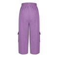 thumbnail image 3 of Running Capris with Pockets New Womens Capris with Pockets Plus Size Cotton Yoga Pants Elastic Waist Loose Fitting Activewear Cropped Pants Purple L, 3 of 9