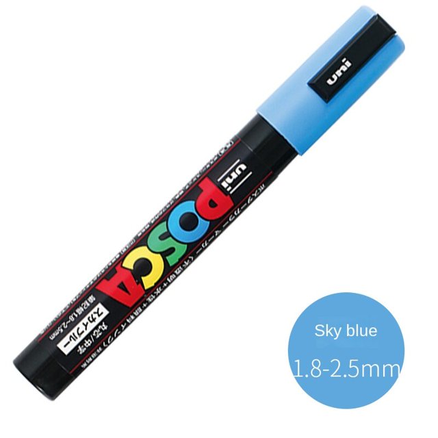 UNI Posca-rotulador piezas para publicidad a base de agua, pincel de pintura, suministros de arte, 1 PC-5M, 1,8-2,5mm