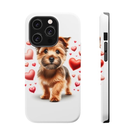 DistinctInk MagSafe Tough Case for Apple iPhone 13 Pro (6.1" Screen) - Valentine's Day Norfolk Terrier - Shockproof Protection
