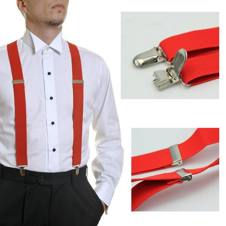 Men's Unisex Clip-on Braces Elastic Green Suspender Y-Shape Ajustable