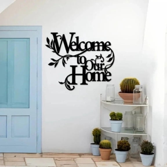 HELLOYOUNG Metal Welcome To Our Home Wall Sign Decorative Pendant for Porch Living Room Entryway Rustic Farmhouse Welcome Sign and Home Decor Artwork
