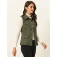 thumbnail image 3 of DARING DIVA Women's Rustic Button Up Utility Anorak Cargo Vest XS Army Green, 3 of 6