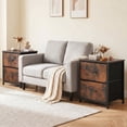 thumbnail image 7 of Kelno 2PCS Nightstand 2-Drawer Fabric Storage Dresser Small Bedside Table Wood Top, Rustic Brown, 7 of 7