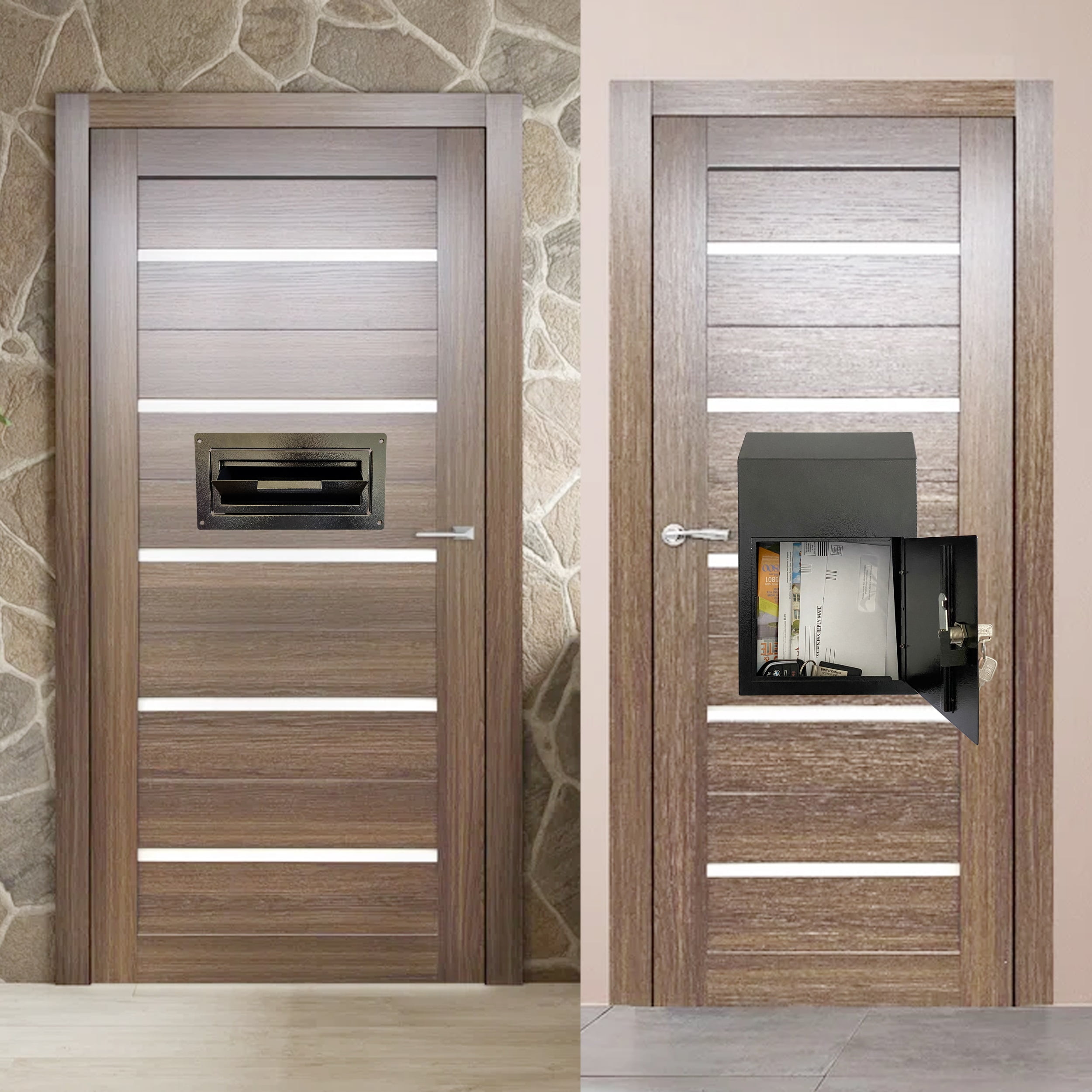 Plugsharge Door Drop Box, Mail Slots for Mail, Rent, Deposit, and Night Key, Through The Door Prevents Money Fishing Locking Steel Mailbox with Rear Access, Black