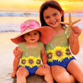 thumbnail image 4 of Abcomgle Baby Girl Swimsuit Sunflower Print One Piece Girls Swimsuit Ruffled Stretchy Girls Bathing Suit, 4 of 7