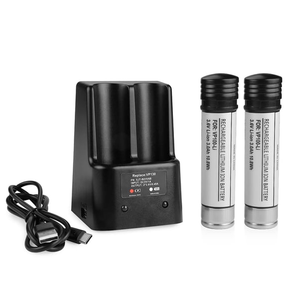 Energup 2Pack VP100 Li-ion Battery for Black Decker Versapak Batteries VP100C VP105 VP105C VP110 VP110C VP143, with 2Port Black Decker 3.6V Charger