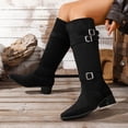 thumbnail image 5 of Wowcloth Women's Suede Pointed Toe Boots with Chunky Heel – Comfortable Buckle Detail Mid-Calf Boots for Autumn Winter Fashion, 5 of 9