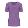 thumbnail image 3 of Scyoekwg Summer Womens Going Out Tops Trendy Loose Comfy Blouse Tshirt Classic Solid Color V-Neck Basic Tops Casual Going Out Tops Short Sleeve Tunic Tops (Purple,L), 3 of 6