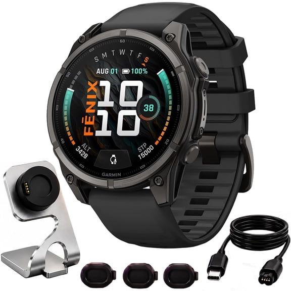 Garmin fenix 9 47mm AMOLED GPS Smartwatch Bundle