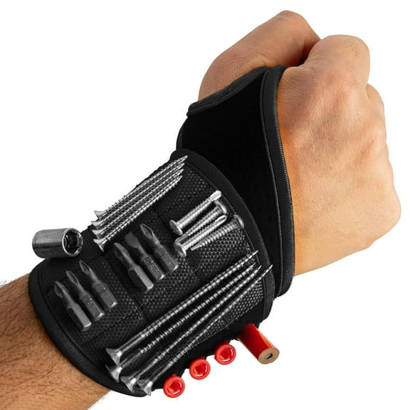 Magnetic Wristband, Velcro Fixation, Gifts for Dad, with Strong Magnets for Holding Screws, Nails, Drilling Bits, Magnetic Wristband for Tools, Gifts for Men
