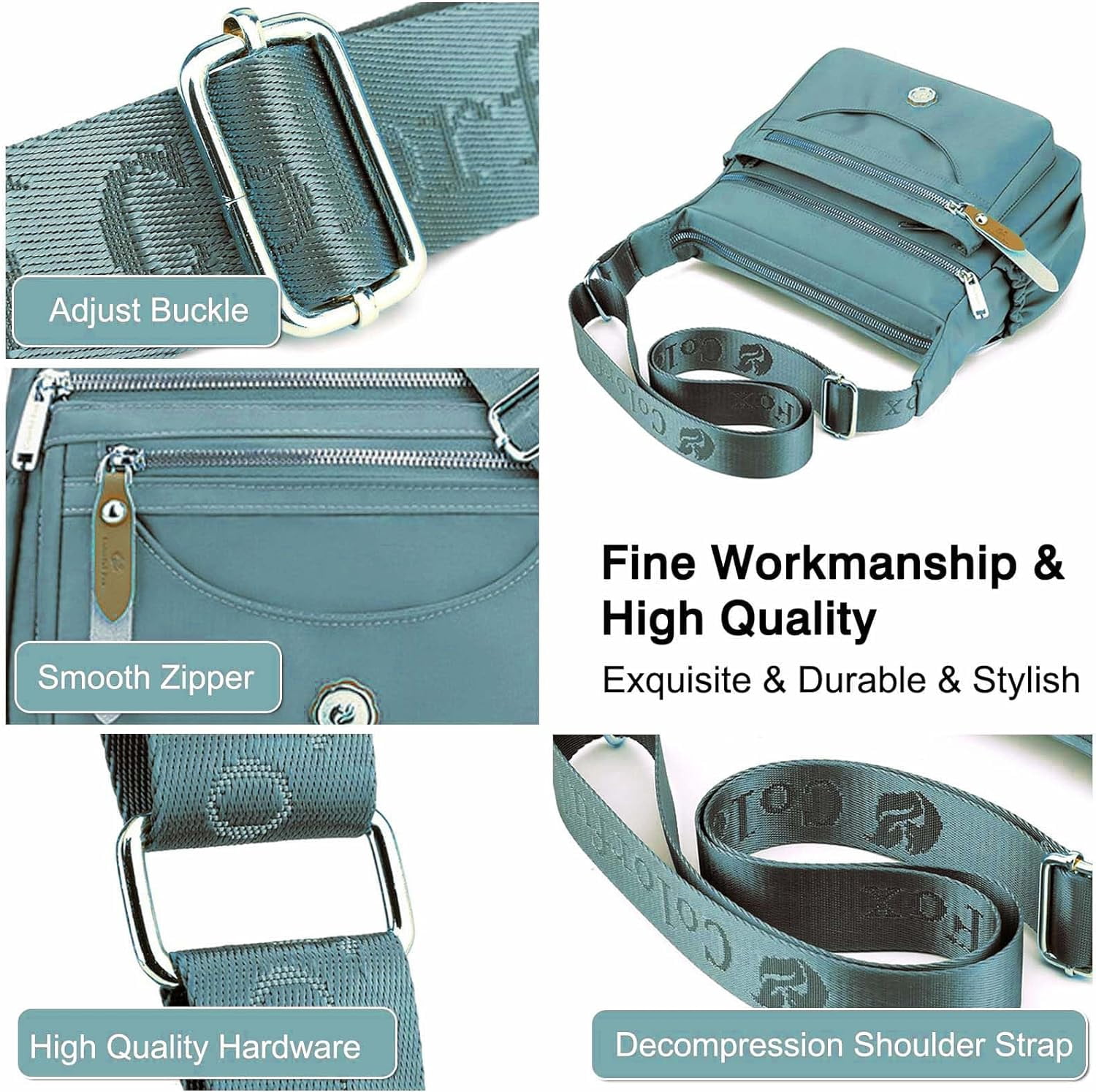 Crossbody Bags for Women Multi-Pockets Shoulder Bag Purses Waterproof Travel Satchel