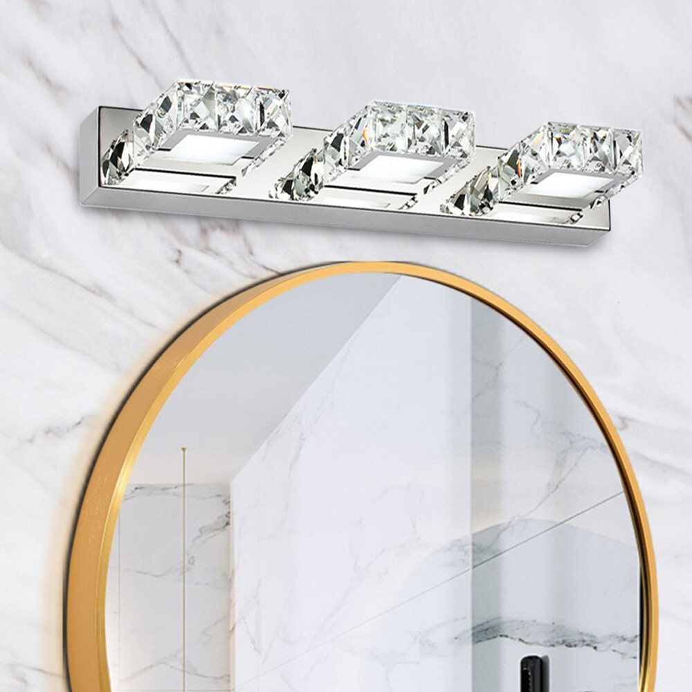 9W Modern Silver Crystal Makeup Mirror Wall-Lamp LED Make-up Vanity Light for Toilet Bathroom Bedrooms