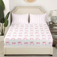 thumbnail image 3 of Erosebridal Bowknot Sheet Set King for Teens, Princess Ribbon Bedding Sets King Size, Cartoon Decor 4pcs, 3 of 7