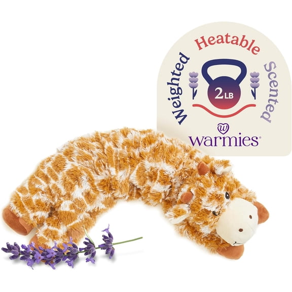 warmies Heating Pad Wrap, Microwavable Neck and Shoulder Weighted Plush Heat Pad, Giraffe