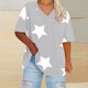thumbnail image 3 of Camisetas de Verano de las Mujeres de Manga Corta con Cuello en V de Gran Tamaño Camiseta Deportiva Sólida, Base Cómoda Casual, 3 of 4