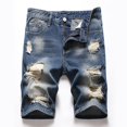thumbnail image 2 of PEASKJP Mens Jean Shorts Slim Fit Stretch Short Pants,Blue 32, 2 of 5