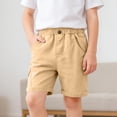 thumbnail image 7 of qucoqpe Boys Summer Casual Shorts Trendy Elastic Waist Comfy Straight Leg Loose Cuffed Hems Solid Color Buttons Shorts for Kids with Pockets, 7 of 7