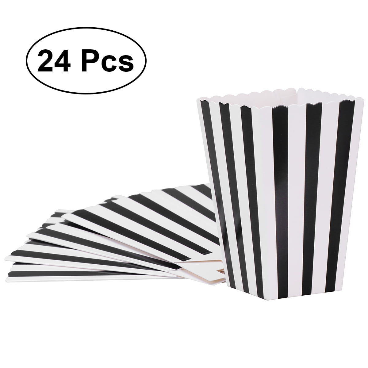 24pcs Popcorn Boxes Holder Containers Cartons Paper Bags Stripe Box For 24pcs-popcorn-boxes-holder-containers-cartons-paper-bags-stripe-box-for