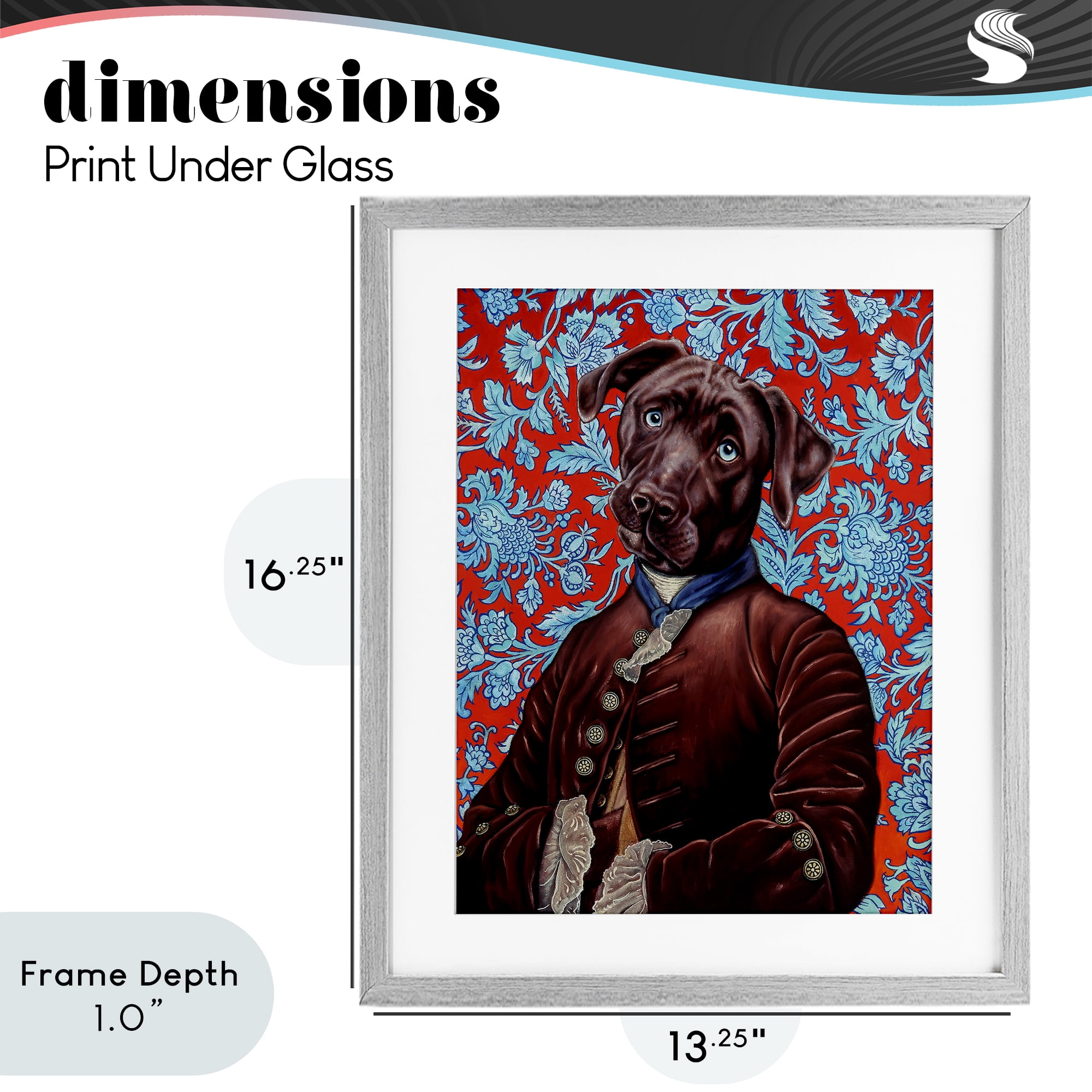 Stupell Industries Charming Labrador Composition Gray Framed Print Under Glass, design by Jane R. Talton