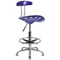 thumbnail image 1 of Tabouret de dessinateur en chrome et couleur bleue profonde vibrant avec siège tracteur, 1 of 9