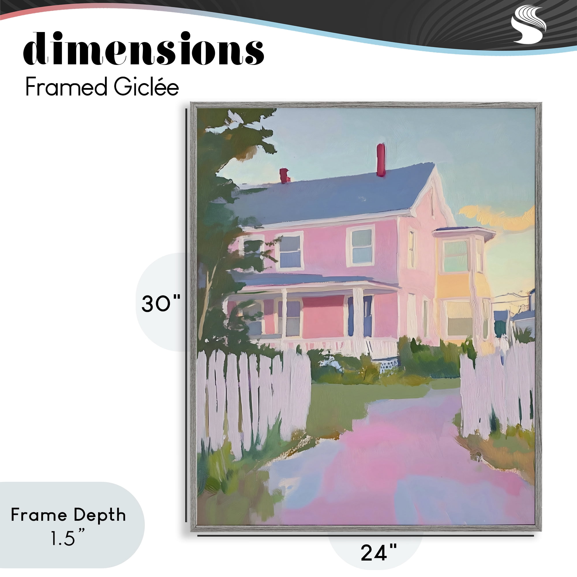 Stupell Industries Pastel Pink House with Fence Gray Framed Giclee Art, design by The Prints Vibe